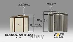 EZEE Shed, 6x5, Low Gable, 65 in walls, vents, Cream & Charcoal