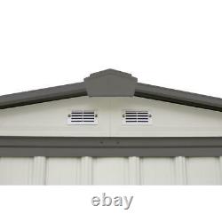 EZEE Shed Steel Storage 6 x 5 ft. Galvanized Low Gable Cream with Charcoal Trim