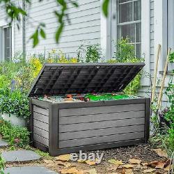 Extra Large Outdoor Storage Box Heavy Duty Garden Pool Deck Bench Chest Lid 165G