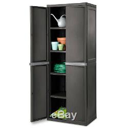 Garage Storage Cabinet Plastic Horizontal Shed Outdoor Lockable Shelves Garden