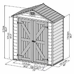 Garden Skylight 6' x 3' Floored Storage Shed, All-Weather Poly-carbonate Panels