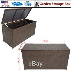 Garden Storage Box Shed Chest Water-resistant Rattan Outdoor Cabinet with gas lift