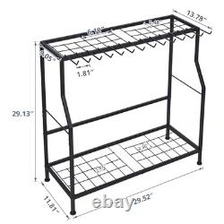 Garden Tool Organizer Stand Heavy-Duty Metal Yard Tool Rack for Garage &