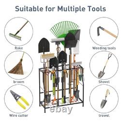 Garden Tool Organizer Stand Heavy-Duty Metal Yard Tool Rack for Garage &