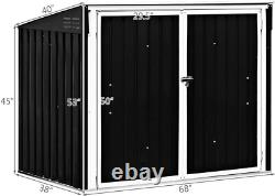 Goplus Horizontal Storage Shed Outdoor, Multi-Function Storage Cabinet for Garde