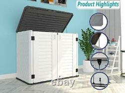 HOMSPARK Horizontal Storage Shed Weather Resistance, Multi-Purpose Outdoor Stora