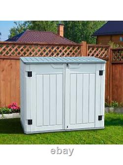 Homnibu, outdoor horizontal storage shed, weather-resistant resin tool shed