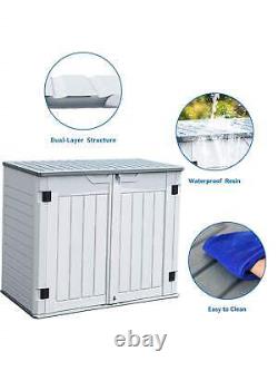 Homnibu, outdoor horizontal storage shed, weather-resistant resin tool shed