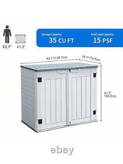 Homnibu, outdoor horizontal storage shed, weather-resistant resin tool shed