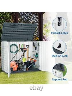 Homnibu, outdoor horizontal storage shed, weather-resistant resin tool shed