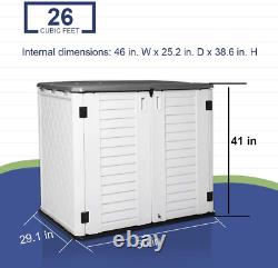 Horizontal Outdoor Garden Storage Shed For Backyards And Patios, Waterproof Stora