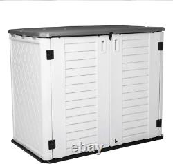 Horizontal Outdoor Garden Storage Shed for Backyards and Patios, Plastic Storage