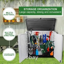 Horizontal Outdoor Garden Storage Shed for Backyards and Patios, Plastic Storage