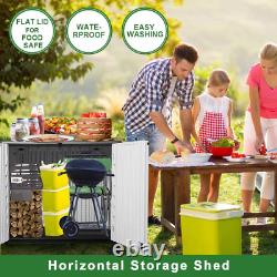 Horizontal Outdoor Garden Storage Shed for Backyards and Patios, Waterproof Stora