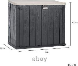 Horizontal Outdoor Storage Shed Cabinet for Trash Cans Gardening Tools
