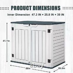 Horizontal Outdoor Storage Shed Deck Box Waterproof 205 Gallon 50 x 28.5 x 42