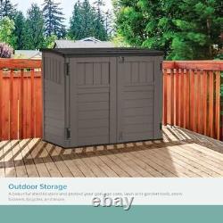 Horizontal Outdoor Storage Shed Durable Resin Weatherproof Padlock Security New