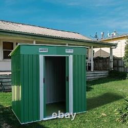 Horizontal Outdoor Storage Shed Metal Tool House 3.5 x 6 Ft Lockable Organizer