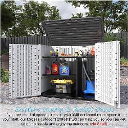 Horizontal Resin Storage Shed, 34 Horizontal Cu. Ft Outdoor Storage Cabinet Water