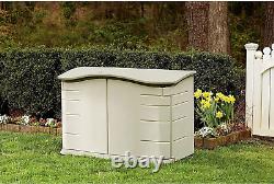 Horizontal Resin Weather Resistant Outdoor Storage Shed With Floor 4.5 x 3 Ft
