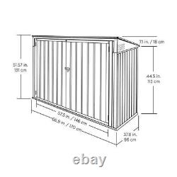 Horizontal Shed Patio Storage Pneumatic Lift Charcoal Galvanized Steel 6 x 3 ft