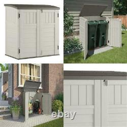 Horizontal Storage 3-Door 34 cu. Ft Outdoor Backyard Storage Shed Vanilla Garden