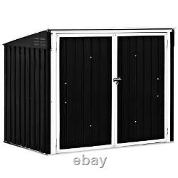 Horizontal Storage Shed 68 Cubic Feet for Garbage Cans Color Black