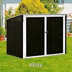 Horizontal Storage Shed 68 Cubic Feet for Garbage Cans Color Black