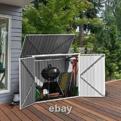 Horizontal Storage Shed 68 Cubic Feet for Garbage Cans Color Black