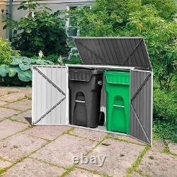 Horizontal Storage Shed 68 Cubic Feet for Garbage Cans Color Black