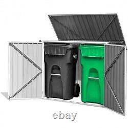 Horizontal Storage Shed 68 Cubic Feet for Garbage Cans Color Black
