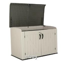 Horizontal Storage Shed Box Outdoor Lockable Doors Latch 75 Cu. Ft Plastic