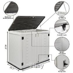 Horizontal Storage Shed Lockable Outdoor Storage HDPE 34 cu. Ft for Patio Garden