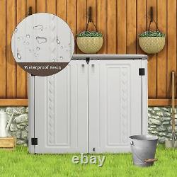 Horizontal Storage Shed Lockable Outdoor Storage HDPE 34 cu. Ft for Patio Garden