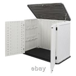 Horizontal Storage Shed Multi-Function Lockable Outdoor Storage Thick HDPE Resin