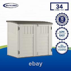Horizontal Storage Shed Outdoor Resin Storage Cabinet 34 Cu. Ft. All Weather