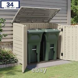 Horizontal Storage Shed Outdoor Storage Cabinet for Garbage Cans Tools Accessori