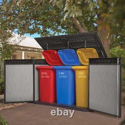 Horizontal Storage Shed Resin Outdoor Garden Gardening Garbage Trash Tools Grey