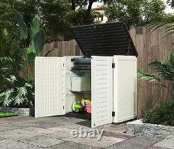 Horizontal Storage Shed Weather Resistance, Multi-Purpose Outdoor Storage Box fo