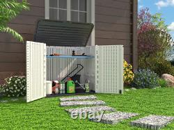 Horizontal Storage Shed Weather Resistance, Multi-Purpose Outdoor Storage Box fo