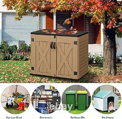 Horizontal Storage Sheds witho Shelf, 35 Cu Ft Lockable Resin Waterproof Shed, ect