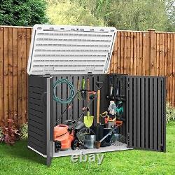 Horizontal Storage Sheds witho Shelf, 35 Cu Ft Lockable Resin Waterproof Shed, ect