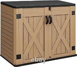 Horizontal Storage Sheds without Shelf, 35 Cu Ft Lockable Resin Waterproof Shed
