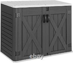 Horizontal Storage Sheds without Shelf, 35 Cu Ft Lockable Resin Waterproof Shed