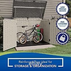 Horizontal Stow Away Storage Wood Outdoor Storage For Trash Cans & Yard Tools