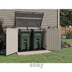 Horizontal Stow Away Storage Wood Outdoor Storage For Trash Cans & Yard Tools
