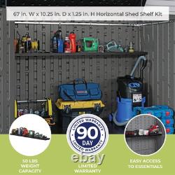 Horizontal and XL Vertical Shed Shelf Kit, Space-Saving Shelf for Outdoor Sto