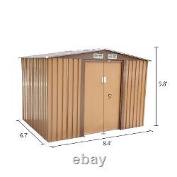 JAXSUNNY 6' x 8' Garden Tool Storage Utility Shed Outdoor House Galvanized Steel