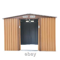 JAXSUNNY 6' x 8' Garden Tool Storage Utility Shed Outdoor House Galvanized Steel