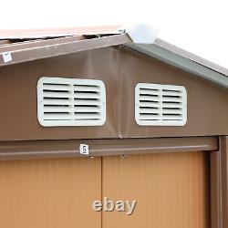 JAXSUNNY 6' x 8' Garden Tool Storage Utility Shed Outdoor House Galvanized Steel